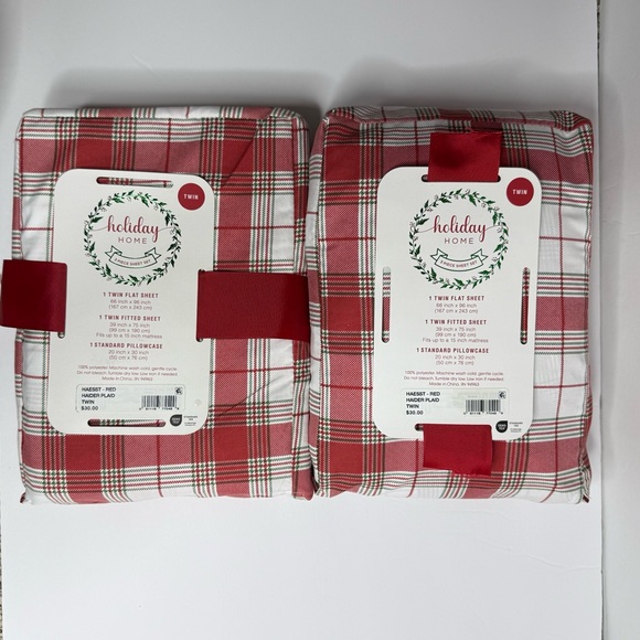 Other - 2 Red and White Plaid Twin bedsheets Sheet Set